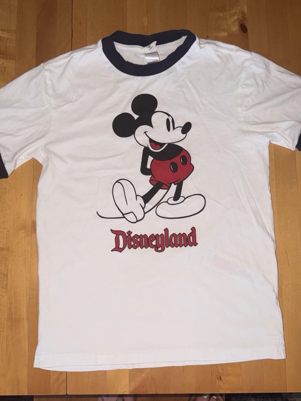 Disney White Ringer Tee with Black Trim and Red Mickey